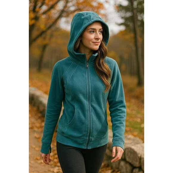 Lululemon Full-Zip Sweatshirt Hoodie Jacket Womens Size 6  Teal Green Cotton - Picture 1 of 10